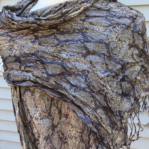 Snake print purple/gray silver scarf - Picture 2 of 5